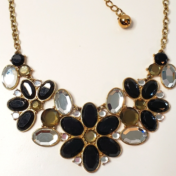Kate Spade Black/Green/Clear Rhinestone Statement Necklace Goldtone - Picture 2 of 11